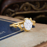 Contemporary Nature-Inspired 4-Prong Oval-Cut Lab Diamond Engagement Ring